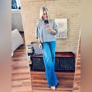 Wishlist Gray Knit Puff-Sleeve Sweater